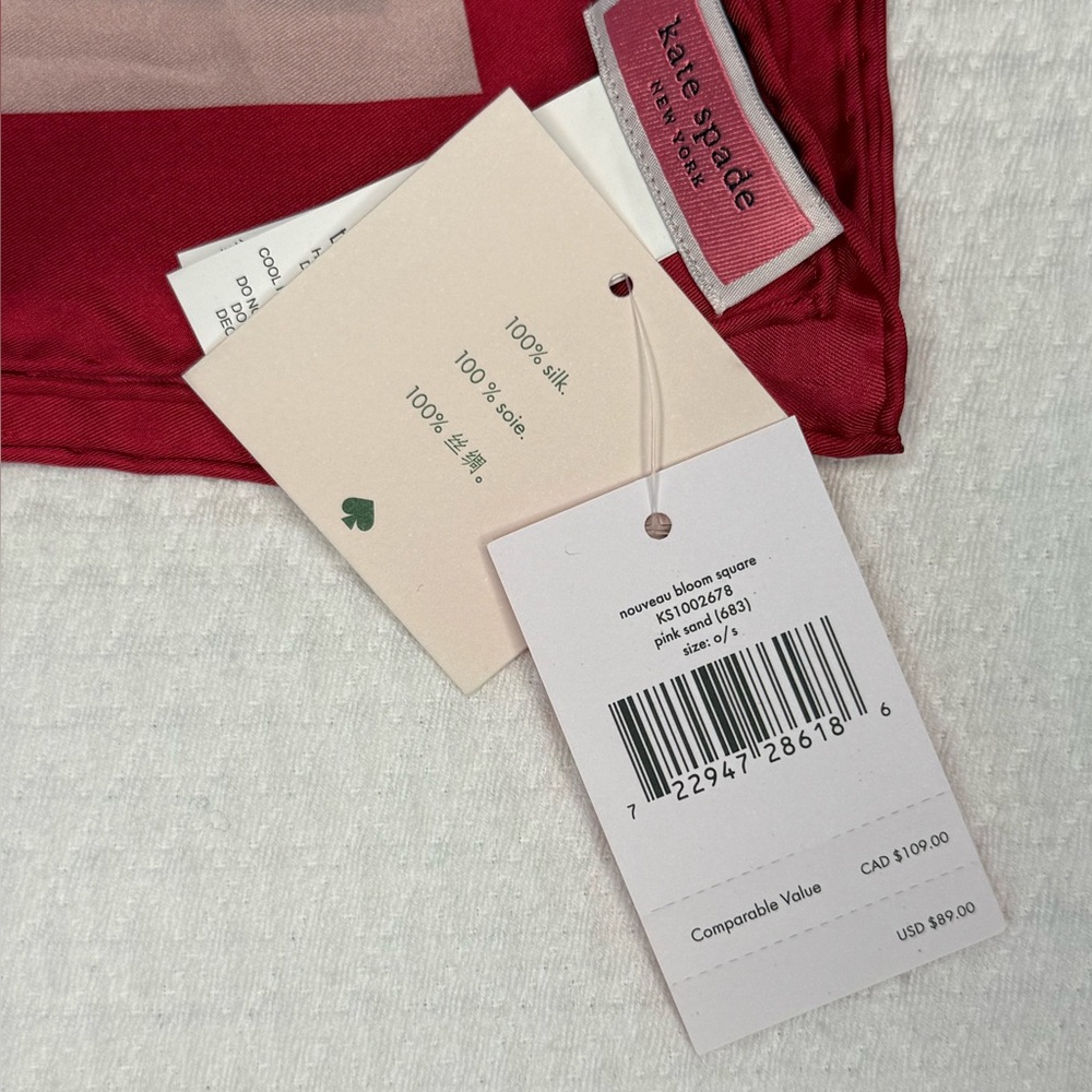 Kate Spade Nauveau Bloom Square Silk Scarf NWT 100% Silk - Picture 3 of 6